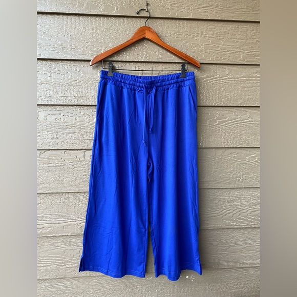 Sunyaa Womens Pants Cropped Elastic Waist size L, Royal Blue - Picture 2 of 11